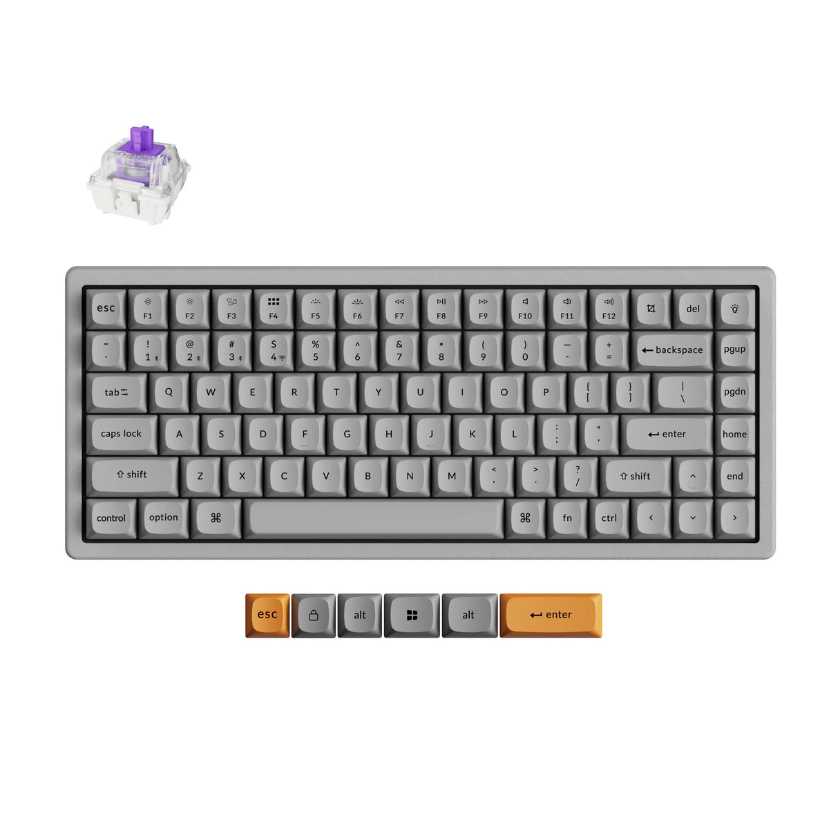 Keychron K2 HE Wireless Magnetic Switch Custom Keyboard - Concrete Edition